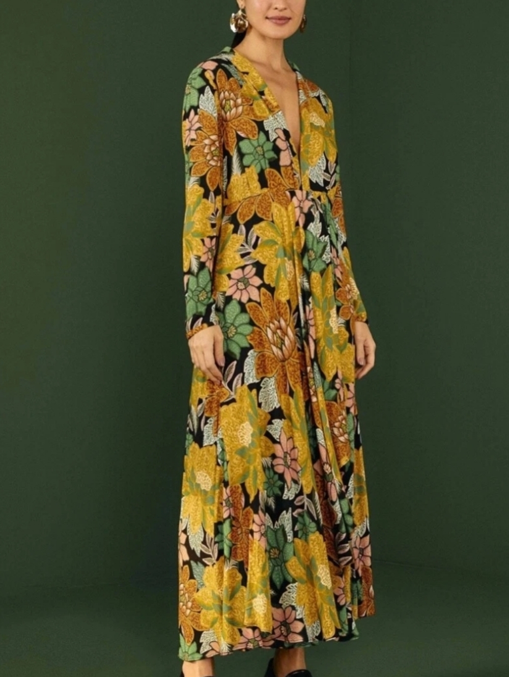 NWT FARM RIO | $220 Black Garden Maxi Dress - Picture 7 of 9